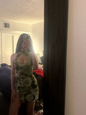 Green Tie-Dye Cutout Halter Mini Dress